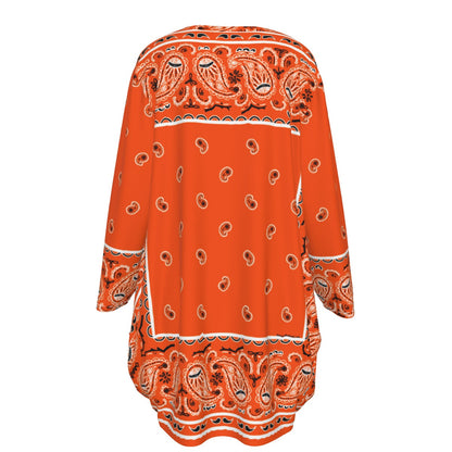 Crew Neck Dress Loose Fit - Bright Orange