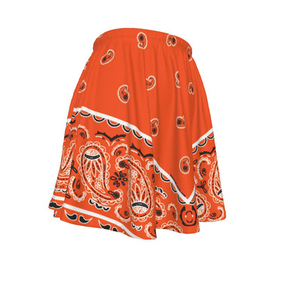 Orange skirt with paisley pattern on a white background