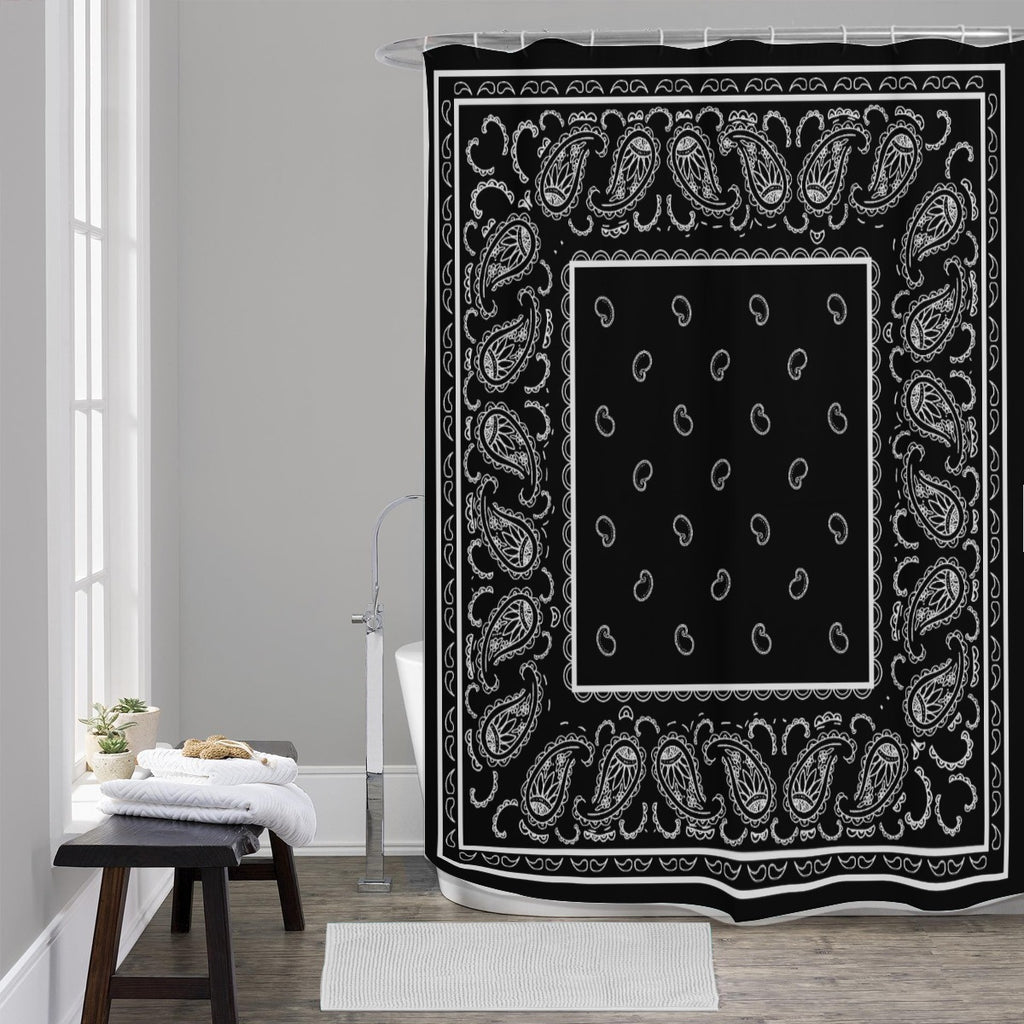 Shower Curtain - Black OG Bandana 4 Sizes