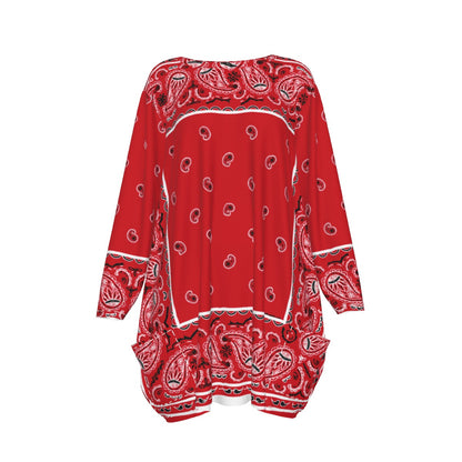 Crew Neck Dress Loose Fit - Red