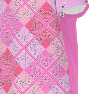 Scrubs - Pink Bandana Plaid Style with Bottoms