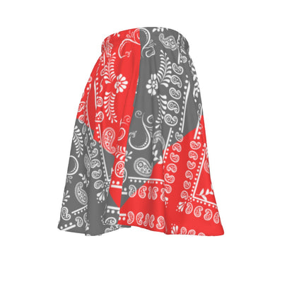 Red and gray patterned skirt on a white background