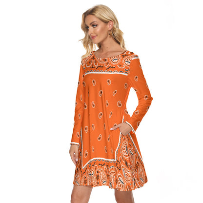 Crew Neck Dress - Bright Orange