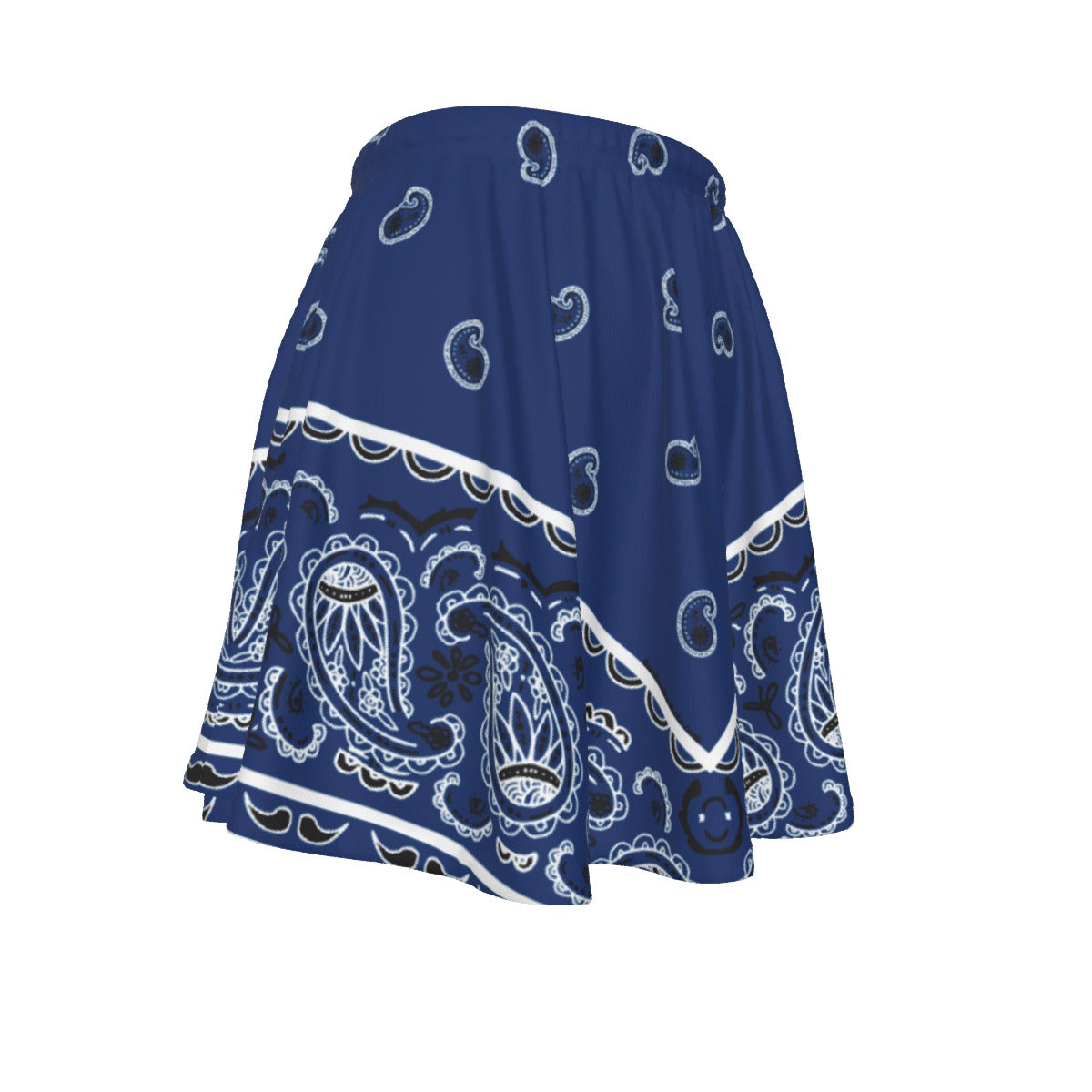 Blue bandana patterned SKirt on a white background