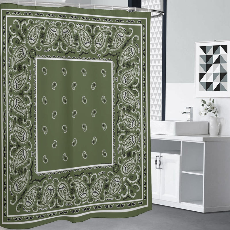 Shower Curtain - Army Green OG Bandana 4 Sizes