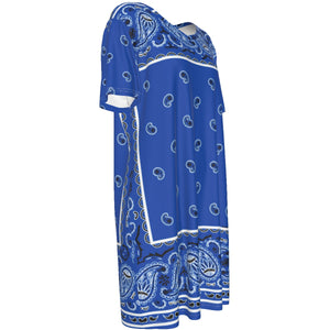 Short Sleeve Bandana Dress - Cobalt