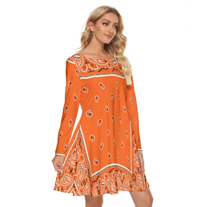 Crew Neck Dress - Bright Orange