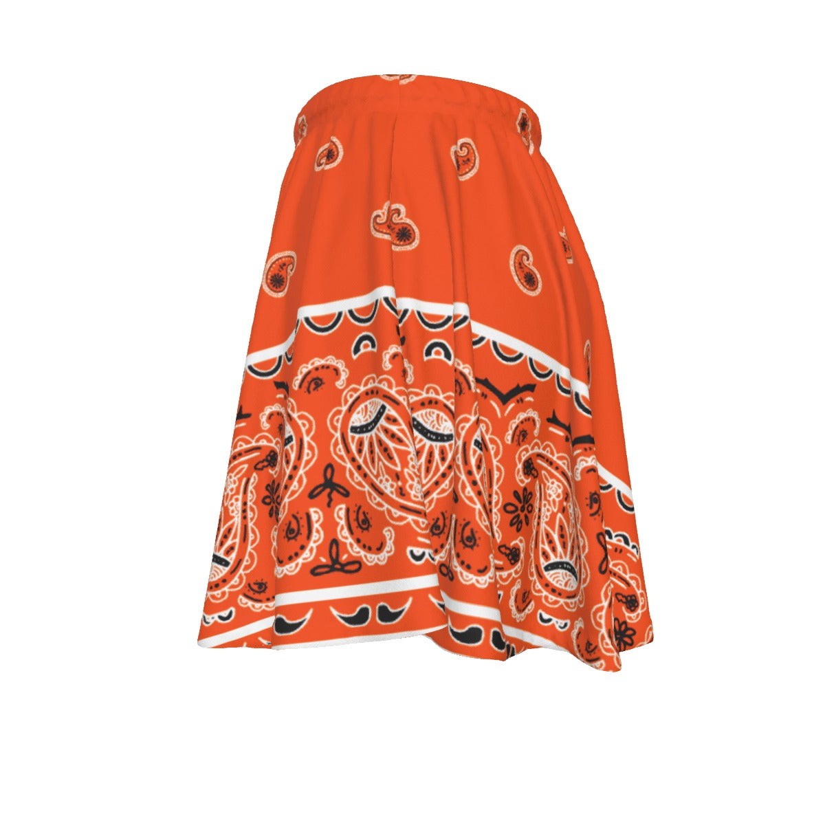 Orange skirt with bandana pattern on a white background