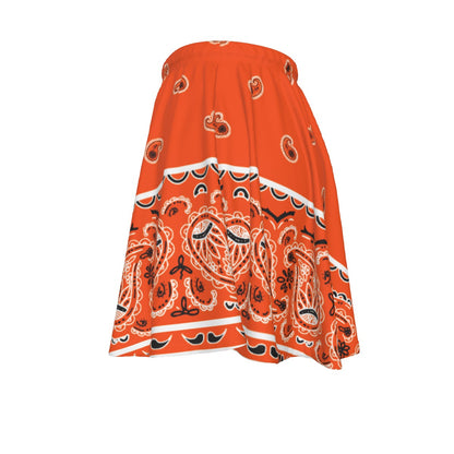 Orange skirt with bandana pattern on a white background