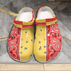 Women's Orange and Yellow Classic Bandana Clogs