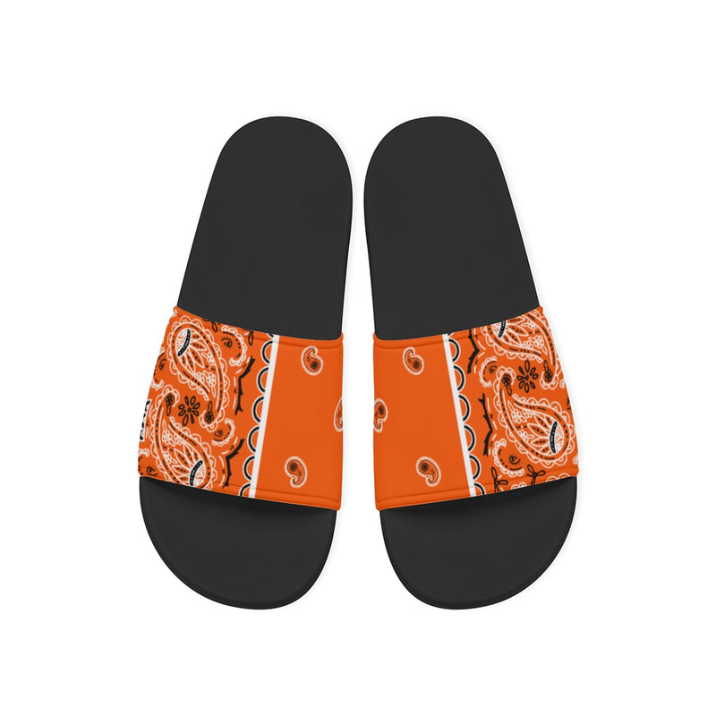 Women's Bright Orange Bandana Slides