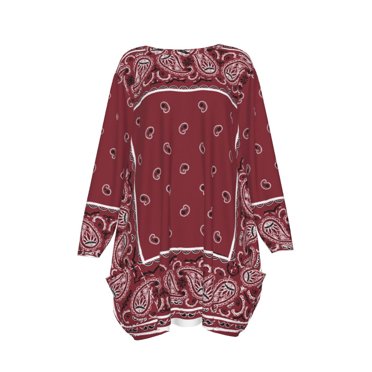 Crew Neck Dress Loose Fit - Maroon
