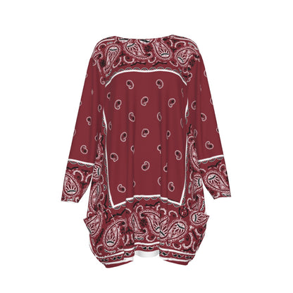 Crew Neck Dress Loose Fit - Maroon