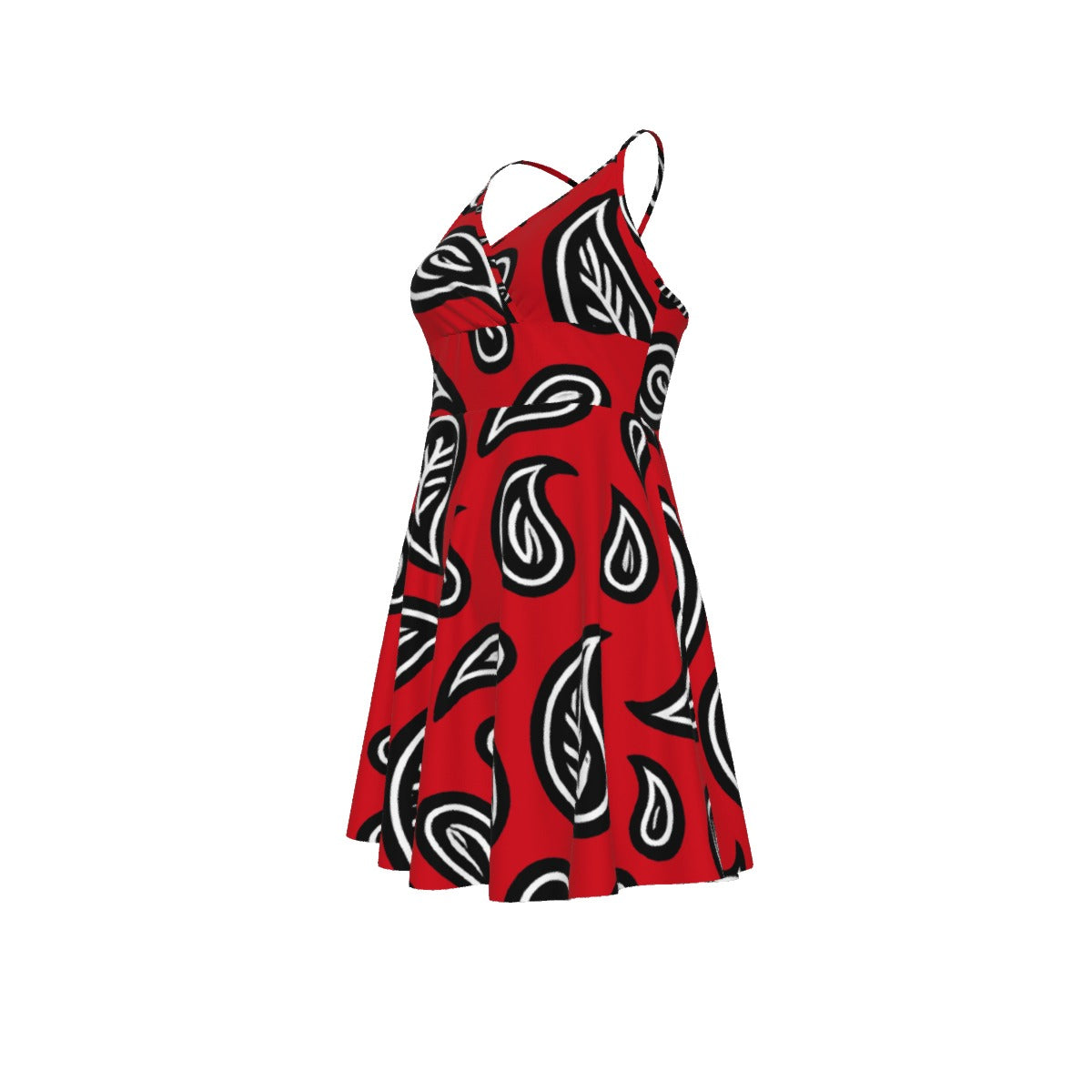 Women‘s Red Paisley Cross Cami Dress