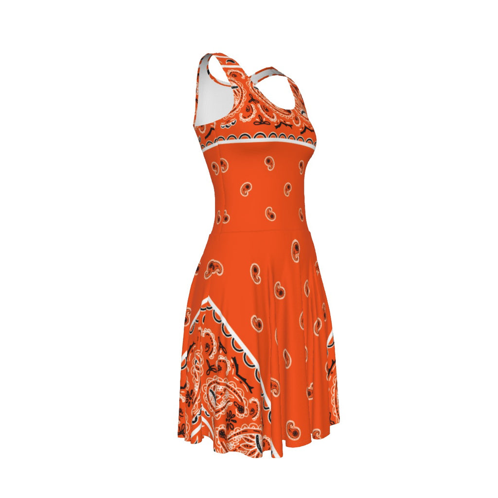 Sleeveless Bandana Dress - Bright Orange