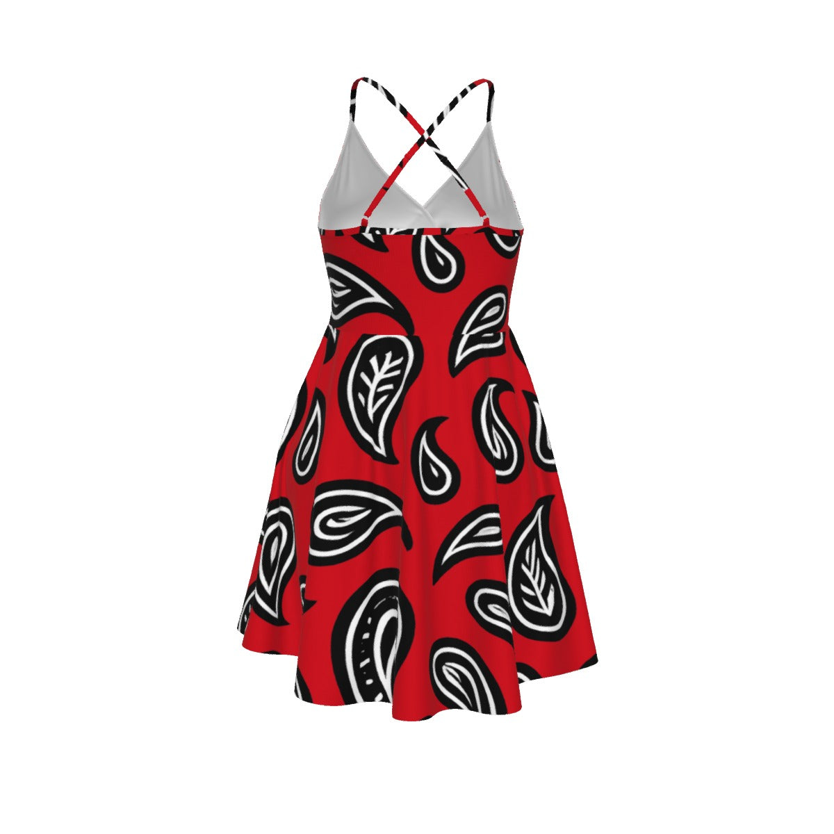 Women‘s Red Paisley Cross Cami Dress
