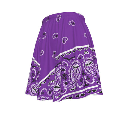 Purple bandana patterned skirt on a white background