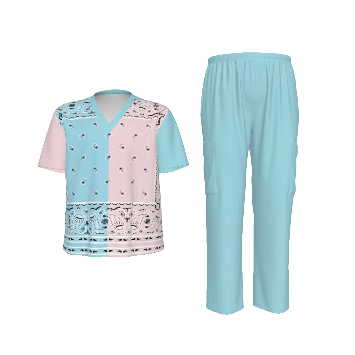Scrubs - Pink and Blue Rec. Bandana Scrubs w Bottoms