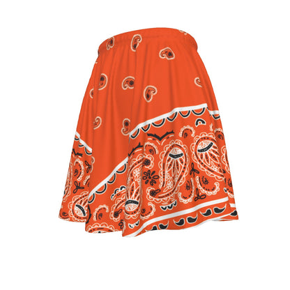 Orange skirt with paisley pattern on a white background