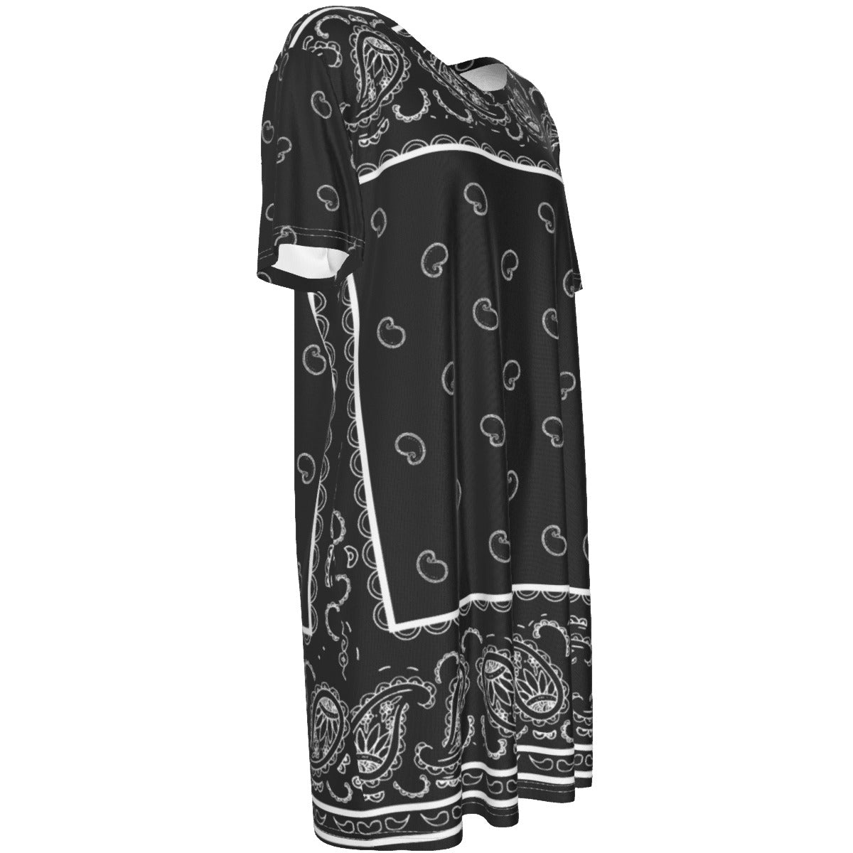 Short Sleeve Bandana Dress - Black