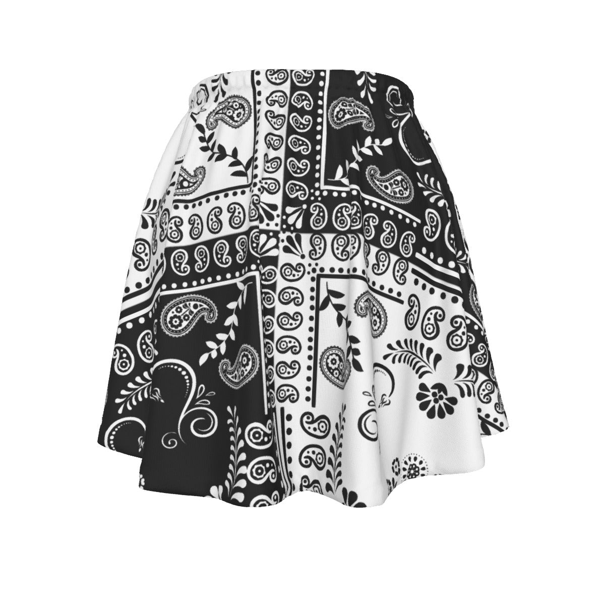 Black and white patterned skirt on a white background