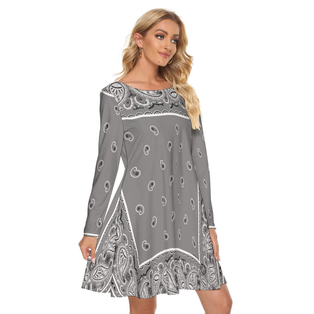 Crew Neck Dress - Gray