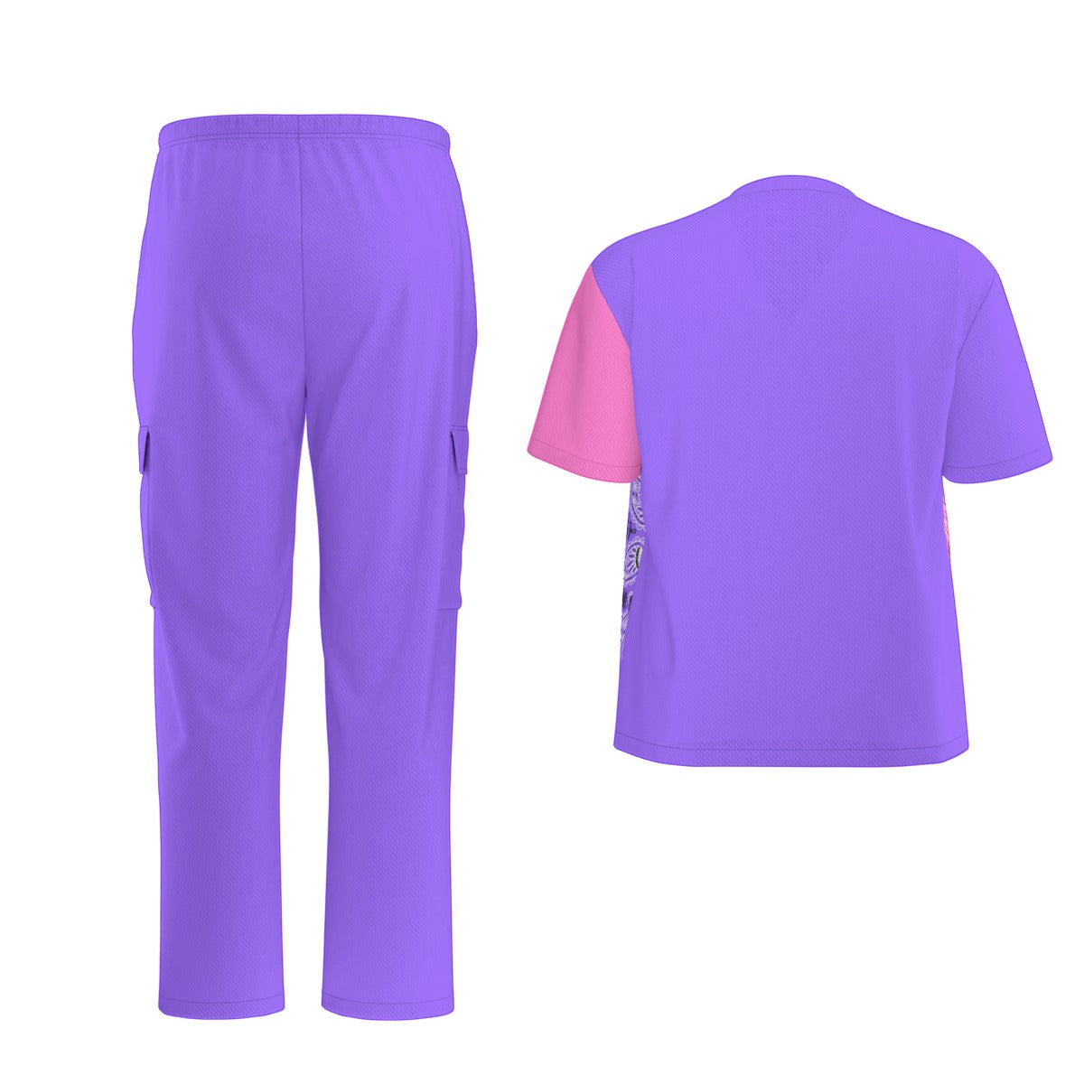 Scrubs - Pink and Purple Square Bandana Scrubs w Purple Bottoms