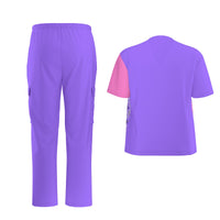 Scrubs - Pink and Purple Square Bandana Scrubs w Purple Bottoms