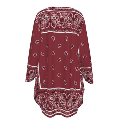 Crew Neck Dress Loose Fit - Maroon