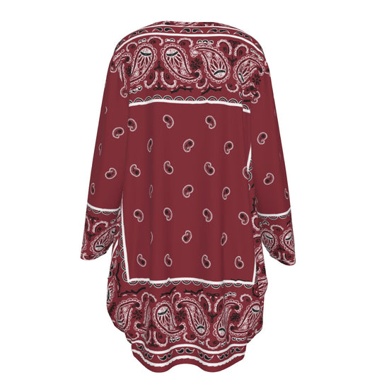 Crew Neck Dress Loose Fit - Maroon