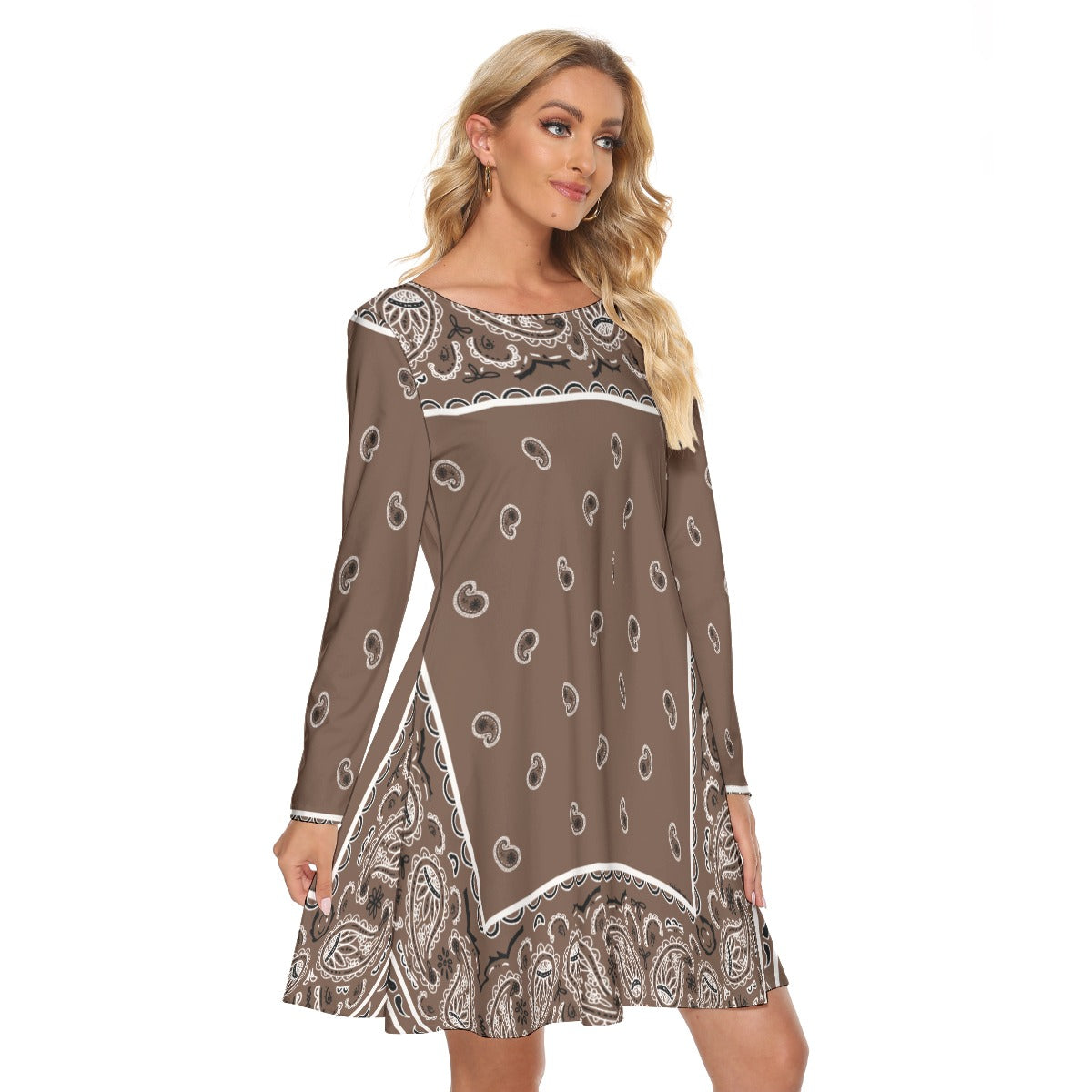 Crew Neck Dress - Coffee