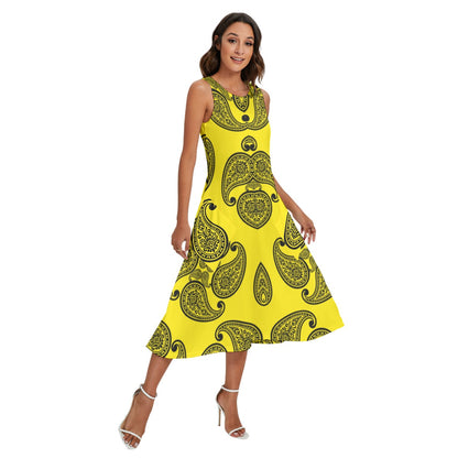 Yellow Women's Sleeveless Dress With Pockets