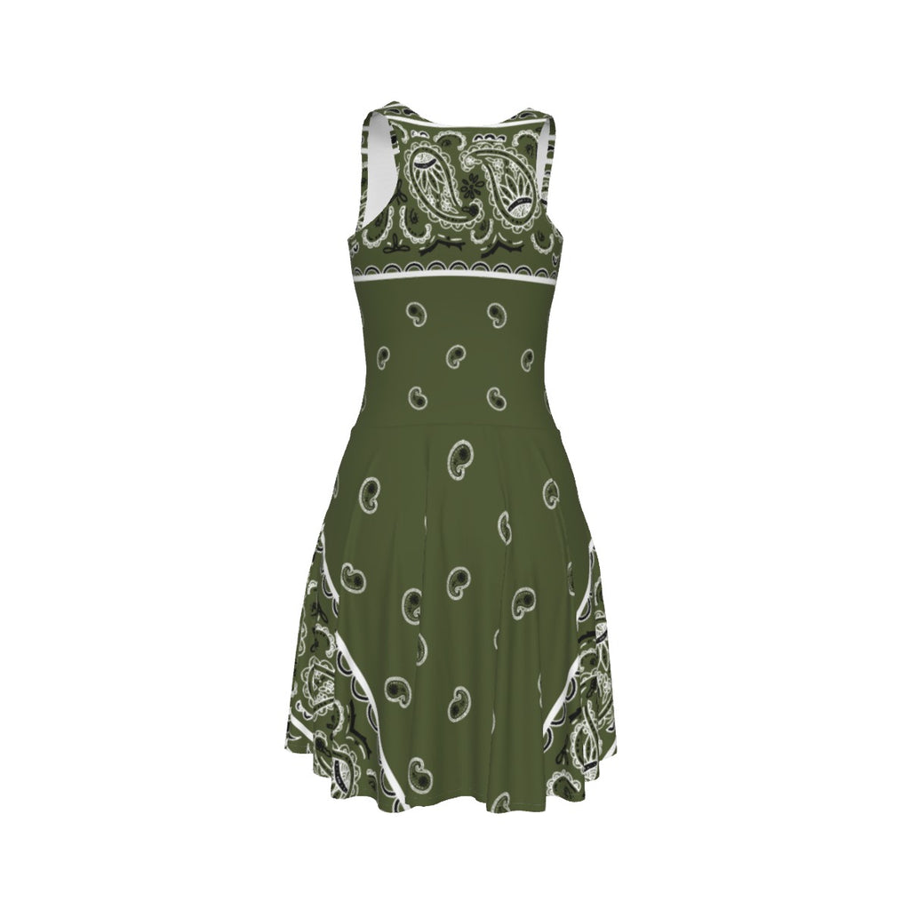 Sleeveless Bandana Dress - Army Green