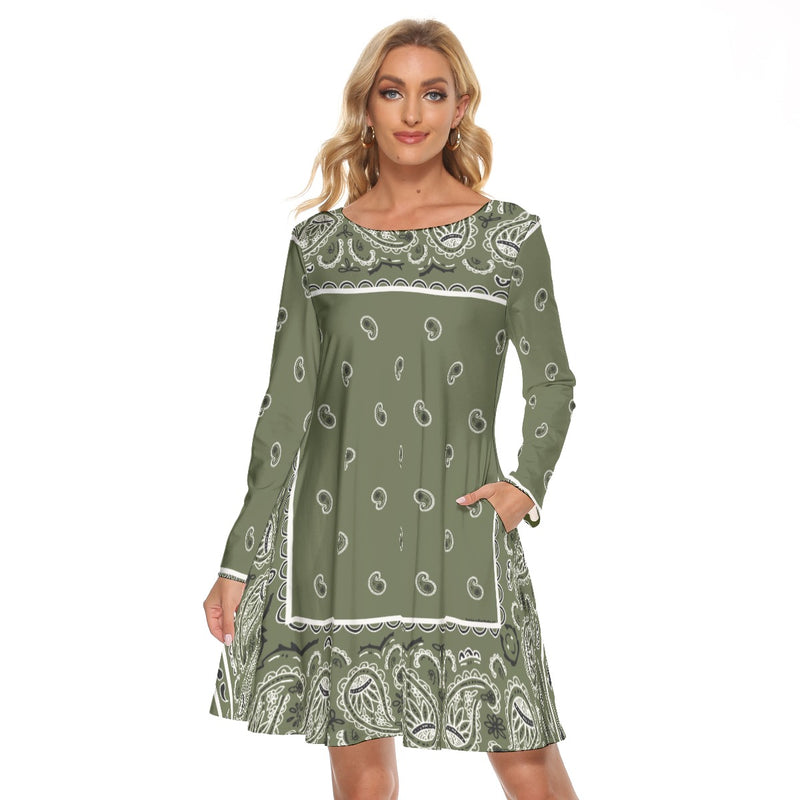 Crew Neck Dress - Army Green