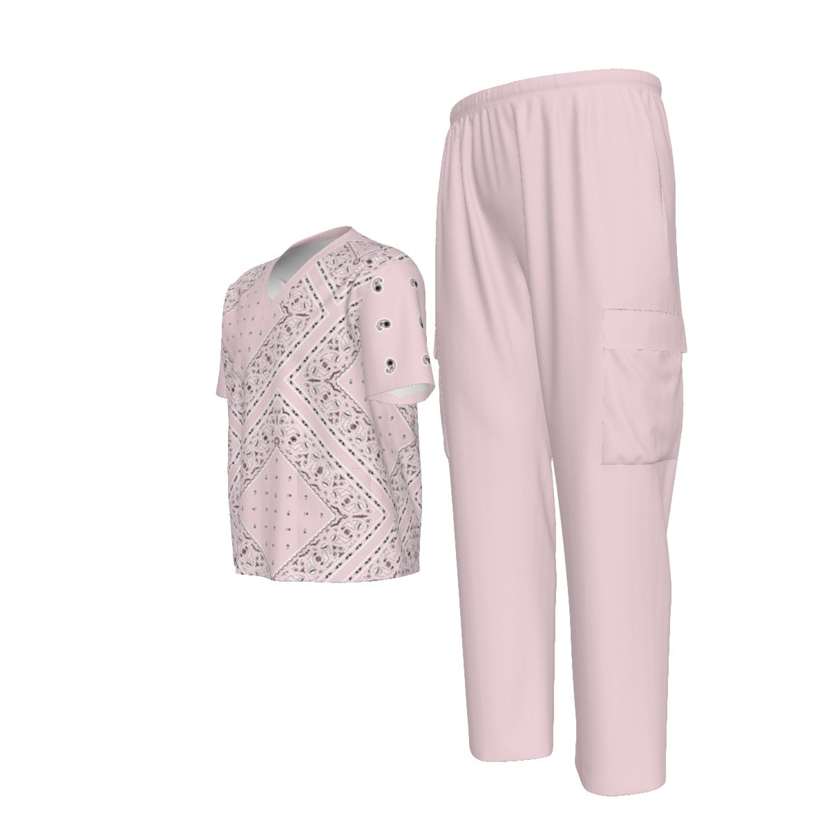 Scrubs - All Pink Big Diamonds Bandana Scrubs w Bottoms