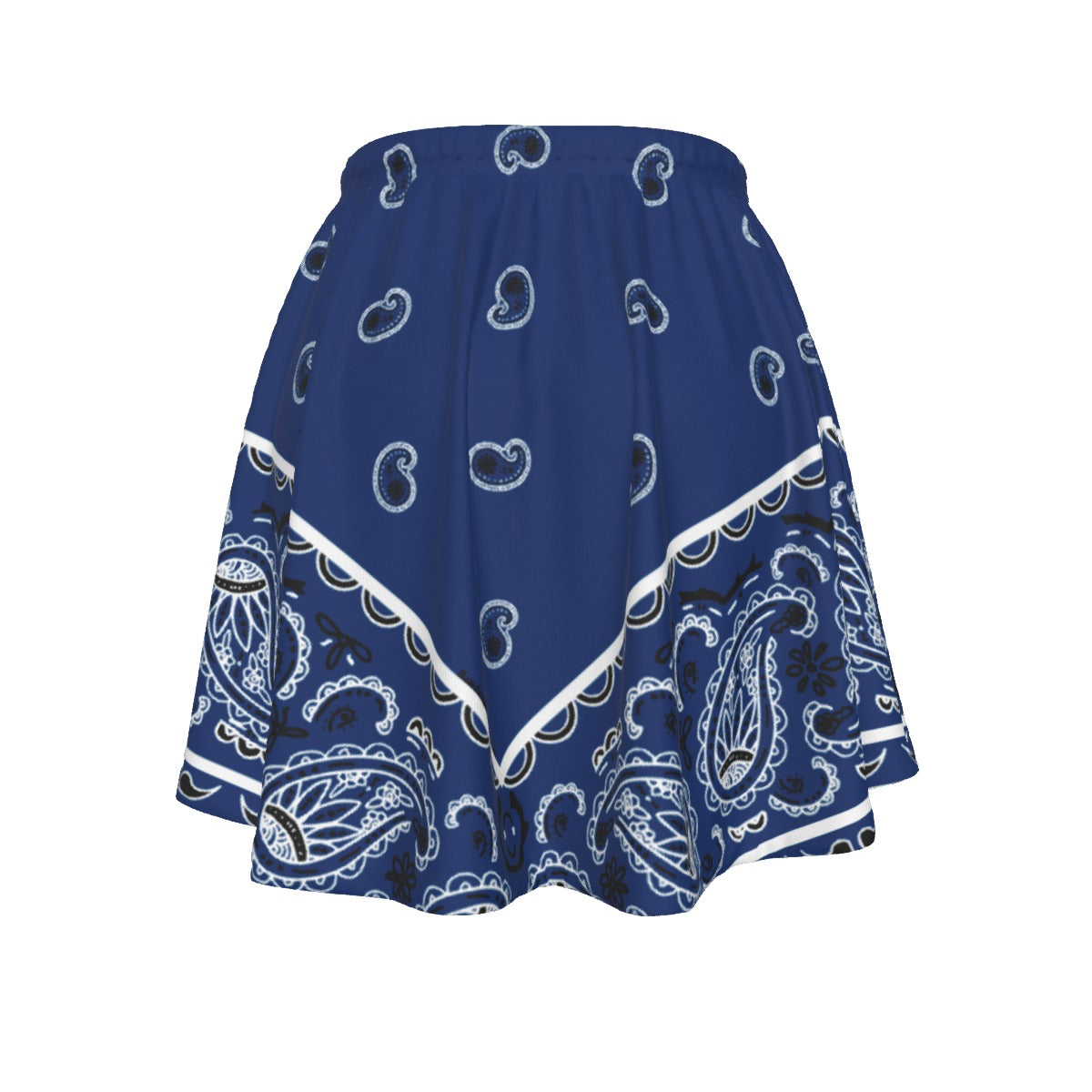 Brown skirt with white paisley pattern on a white background
