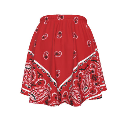 Red skirt with paisley pattern on a white background