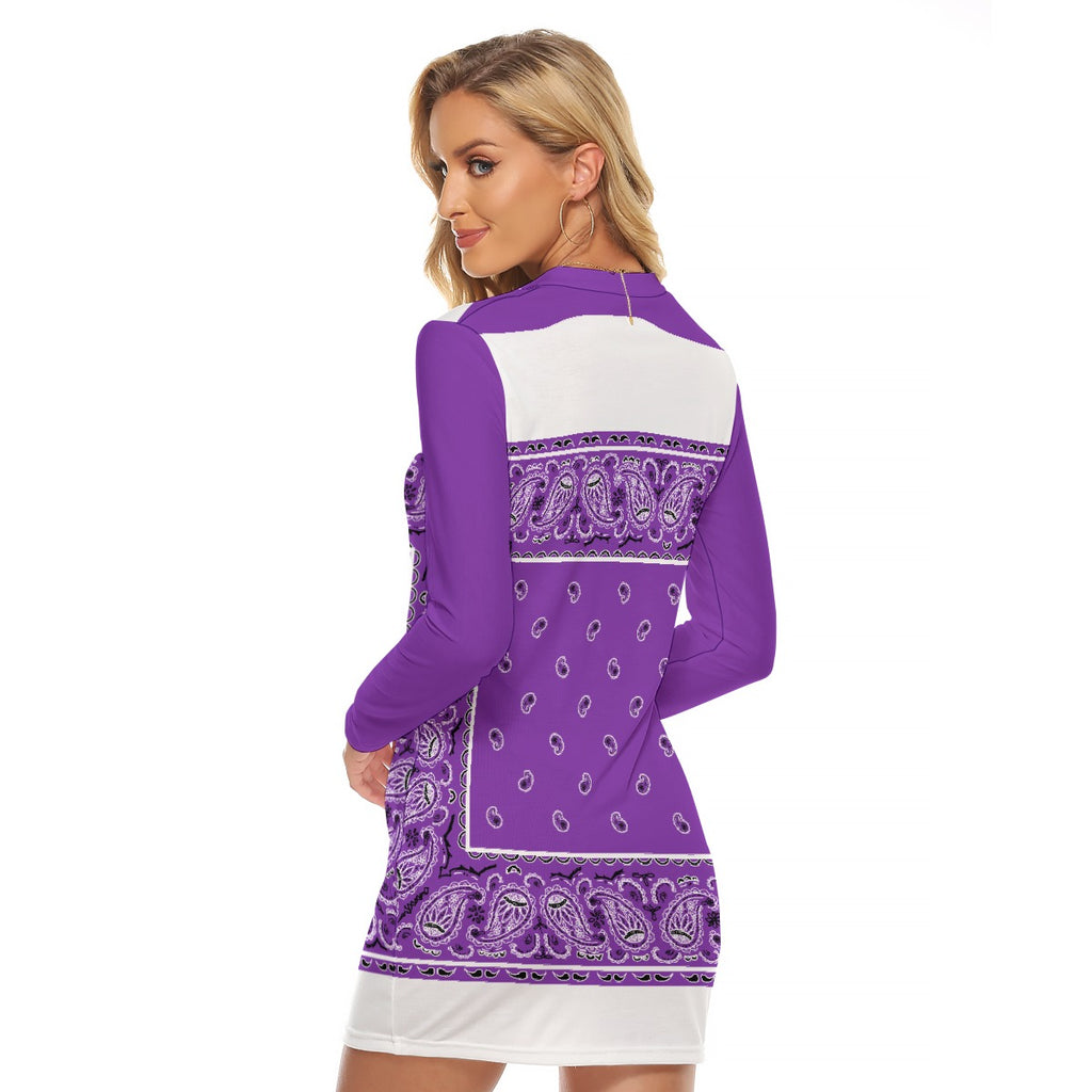 Zip Front Grape Bandana Dress