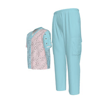 Scrubs - PinkBlue Retangle Bandana Scrubs Blue Bottoms