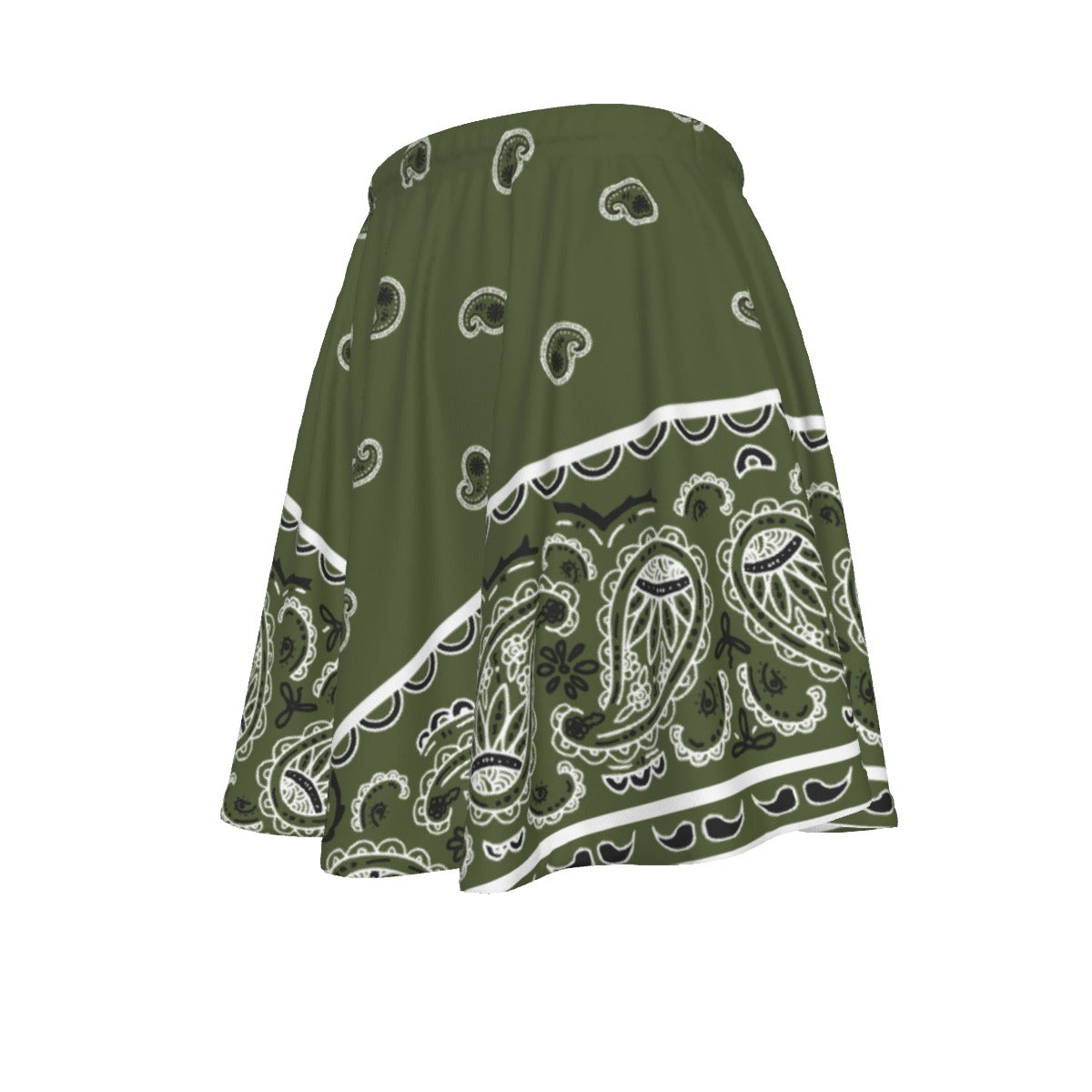 Army Green bandana patterned skirt on a white background
