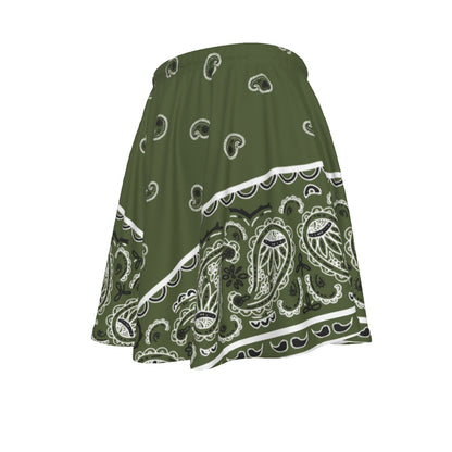 Army Green bandana patterned skirt on a white background