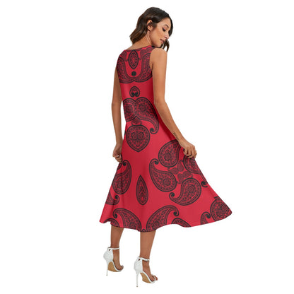 Red Women's Sleeveless Dress With Pockets