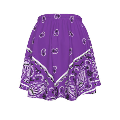 Purple skirt with black and white paisley pattern on a white background