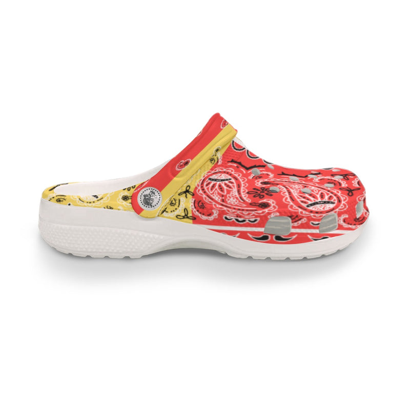 Women's Orange and Yellow Classic Bandana Clogs