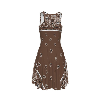 Sleeveless Bandana Dress - Coffee