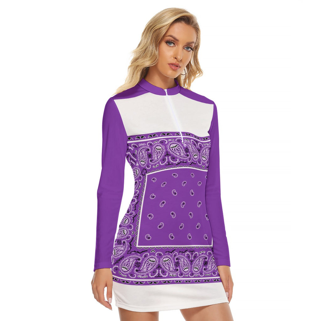 Zip Front Grape Bandana Dress