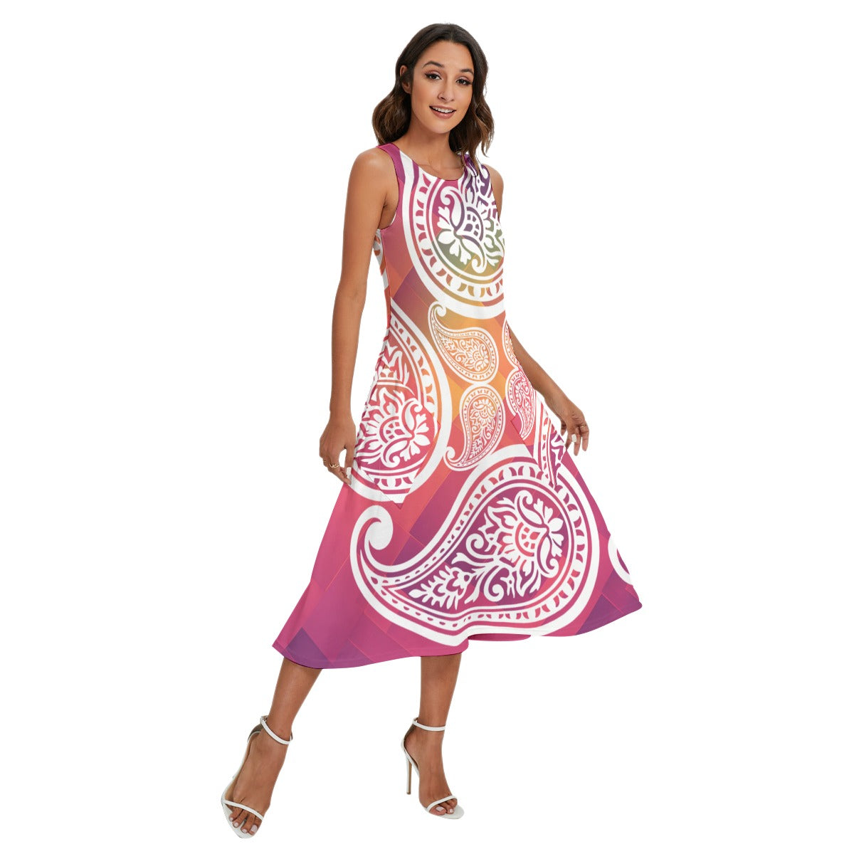 Multicolor Women's Paisley Dress W/ Pockets