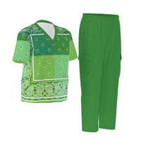 Scrubs - 4 Greens Square Bandana Scrubs w Green Bottoms