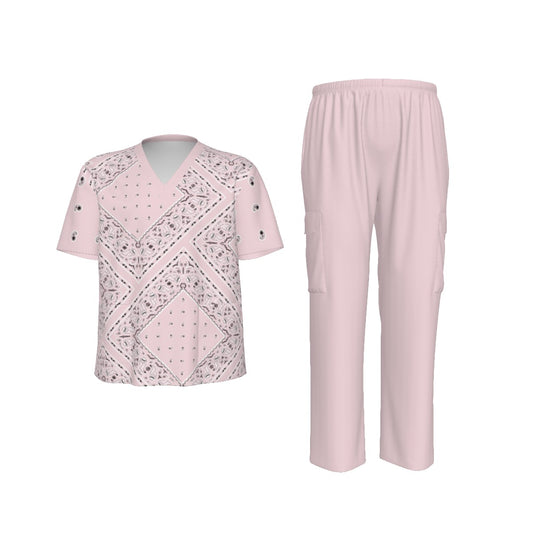 Scrubs - All Pink Big Diamonds Bandana Scrubs w Bottoms