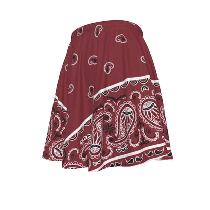 Maroon bandana patterned skirt on a white background